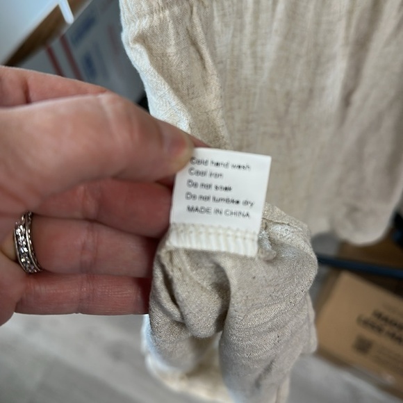 Princess Polly Ragnar Beige Linen Tie Front Romper size 6 - Picture 8 of 8